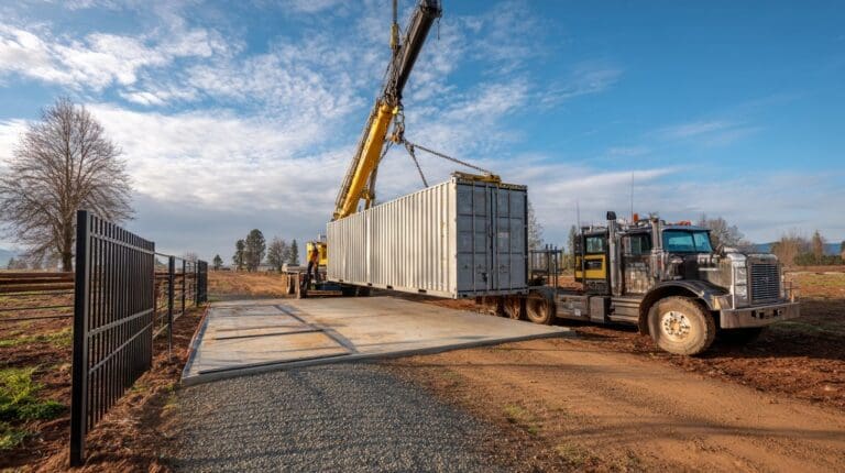 How to Prepare Your Property for Container Delivery with a shipping container placed on a prepared residential site